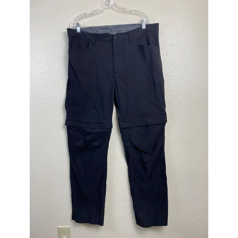 Eddie Bauer Convertible Cargo Black Pants Mens 40x34 Black Nylon Stretch Outdoor